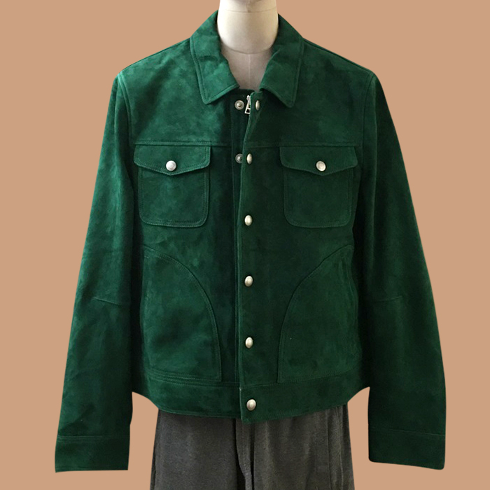 トムフォード メンズ ブルー レザージャケット -  s