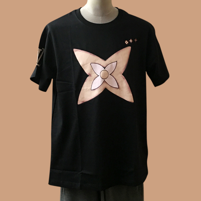 ルイヴィトン メンズ クルーネック ブラック 半袖Tシャツ -  Short sleeved 