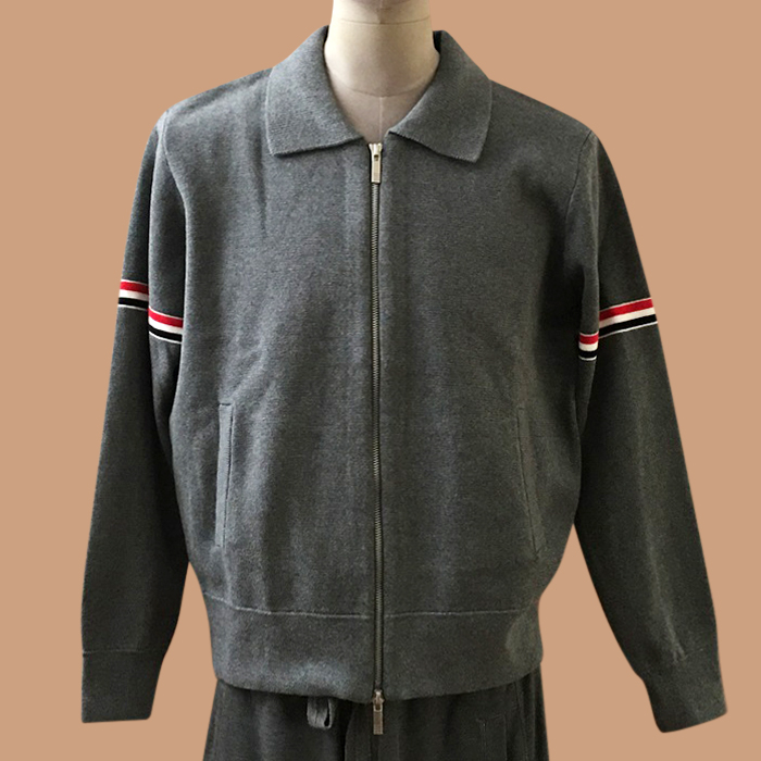 トムブラウン メンズ Vネック グレー カーディガン - Gray 