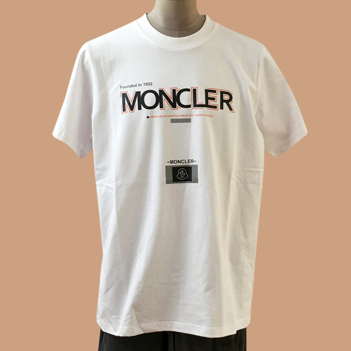 モンクレール メンズ ホワイト クルーネック 半袖Tシャツ - White 