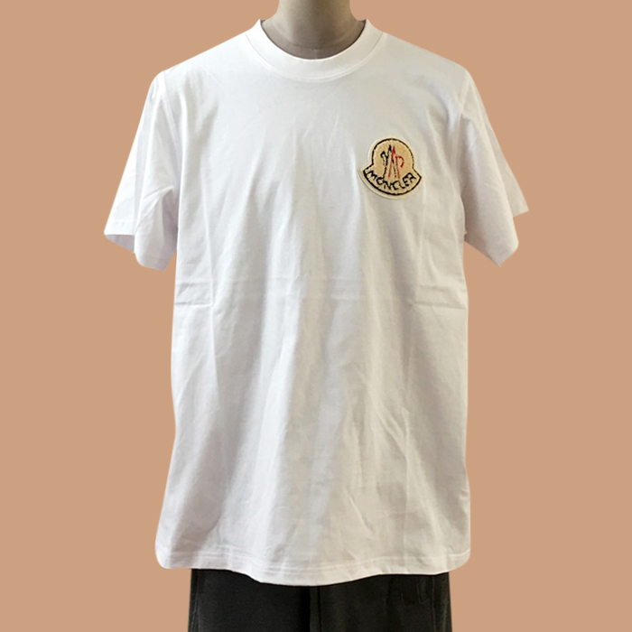 モンクレール メンズ ホワイト クルーネック 半袖Tシャツ - White 