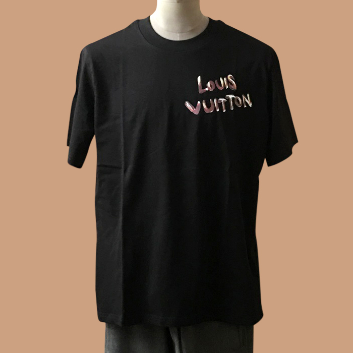 ルイヴィトン メンズ クルーネック ブラック 半袖Tシャツ -  Short sleeved 