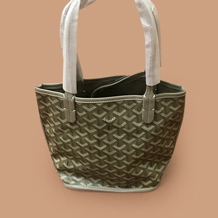  Gray  30CM - ゴヤールレザーグレー リバーシブル トート ショッパーバッグ,GYB0074,30CM