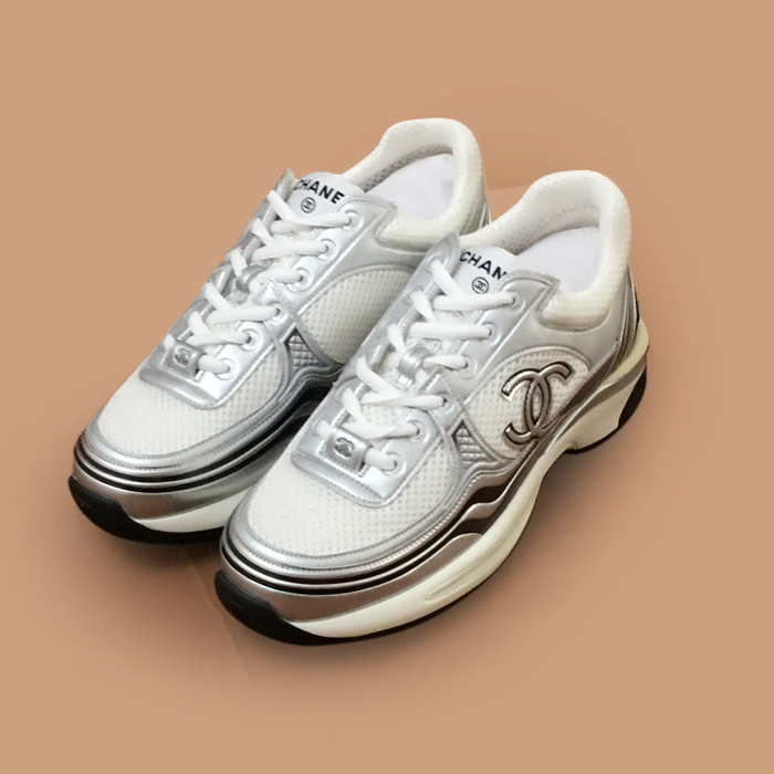 シャネルレディース グレー CC スニーカー -  Gray  - ch53x