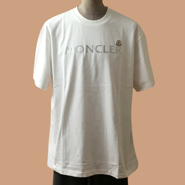モンクレール メンズ ホワイト クルーネック 半袖Tシャツ - White 