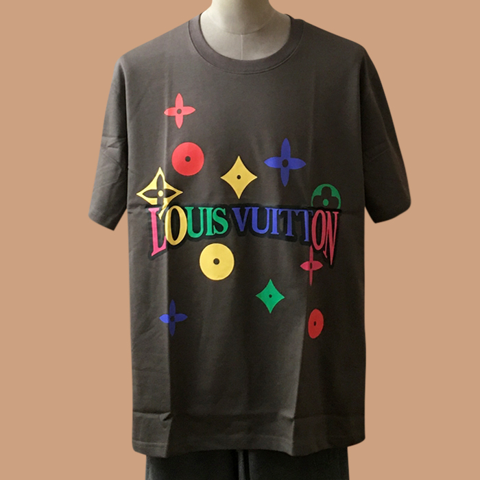 ルイヴィトン メンズ クルーネック グレー 半袖Tシャツ -  Gray Short sleeved 