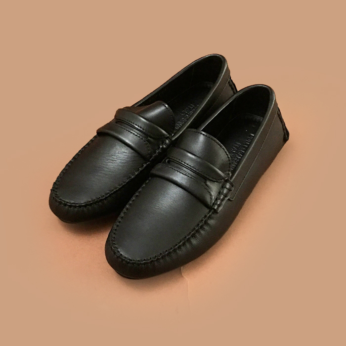 - ディーアンドジーメンズ レザーローファー ブラック