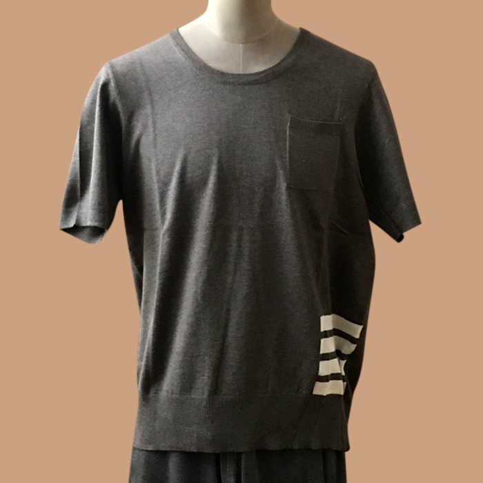 トムブラウン メンズ グレー ポロ 半袖Tシャツ - Gray 