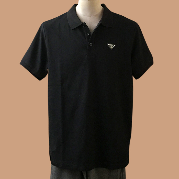 プラダ メンズ ブラック ポロ 半袖Tシャツ - Short sleeved 