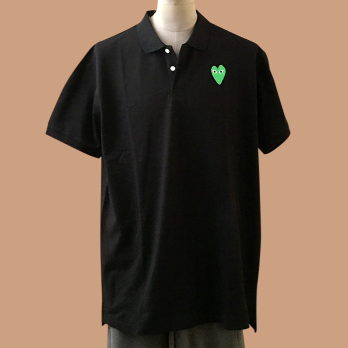  Short Sleeved Polo  - コムデギャルソンメンズ ハートコットン 半袖 ポロシャツ Cdg0069x.Size(s - xl).ブラック