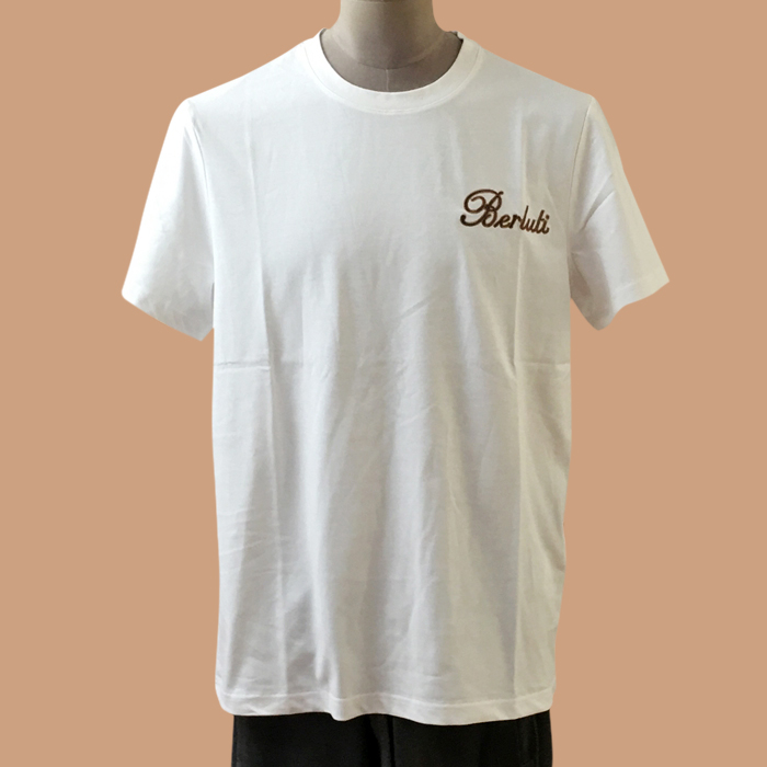ベルルッティ メンズ ホワイト クルーネック 半袖Tシャツ - White  - be188x
