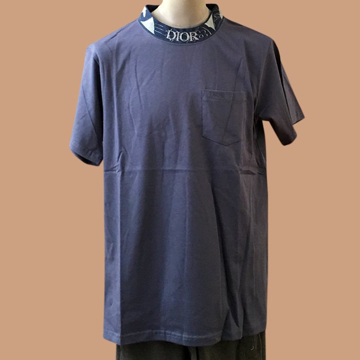 ディオール メンズ ブルー クルーネック 半袖Tシャツ -   Short sleeved 