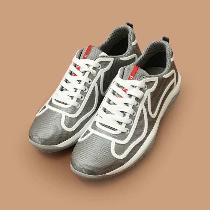 プラダ メンズ グレー スニーカー - Gray 