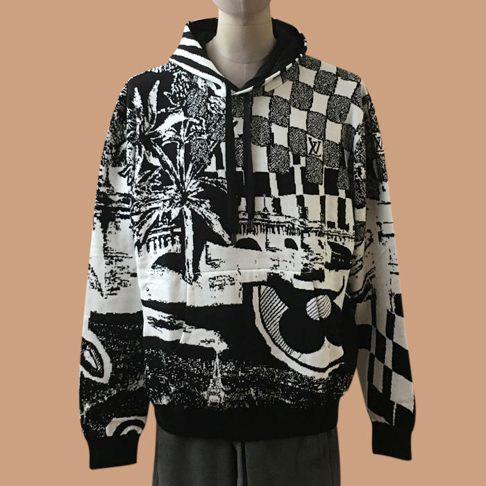 ルイヴィトン メンズ ブラック フーディーTシャツ -   - lv665x