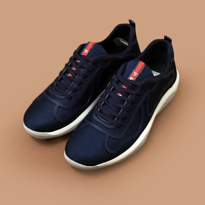 プラダ メンズ ブルー スニーカー -  