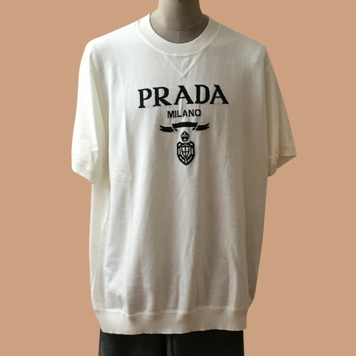 プラダ メンズ クルーネック ホワイト 半袖Tシャツ - White Short sleeved 