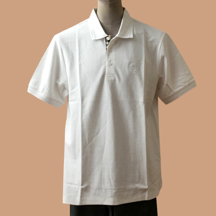 バーバリー メンズ ホワイト クルーネック 半袖Tシャツ - White Short Sleeved 