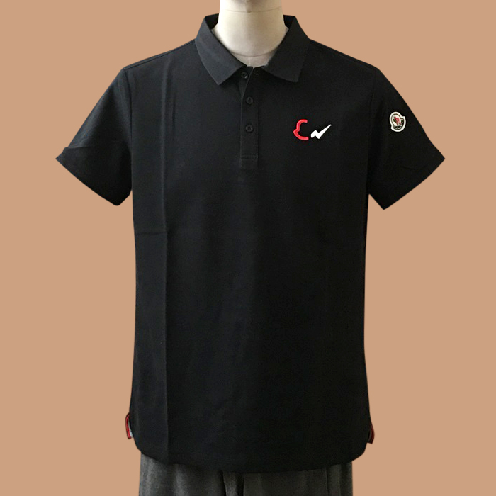 モンクレール メンズ ブラック ポロ 半袖Tシャツ - 