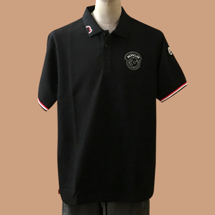 モンクレール メンズ ブラック ポロ 半袖Tシャツ - 