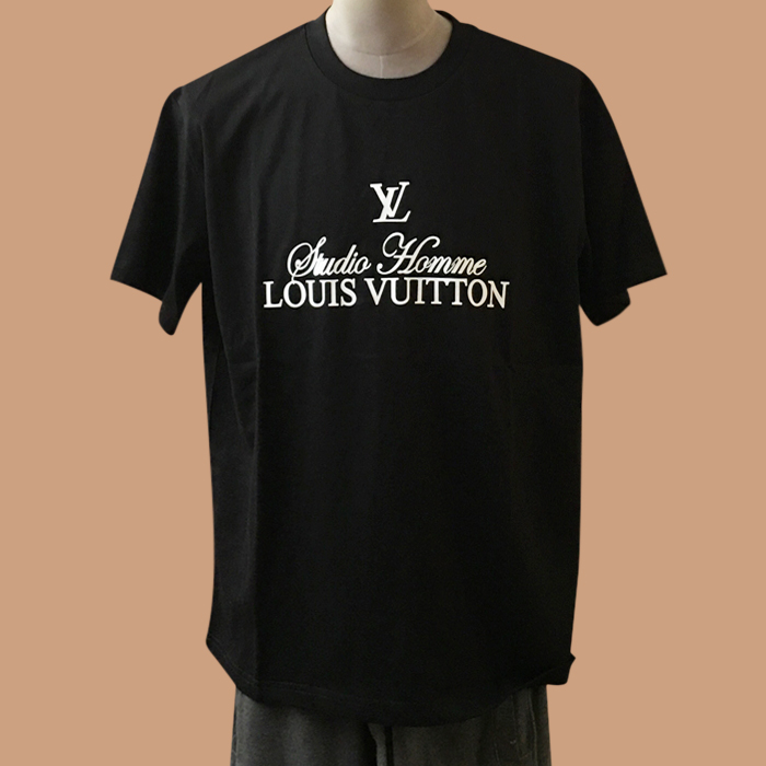 ルイヴィトン メンズ クルーネック ブラック 半袖Tシャツ -  Short sleeved 