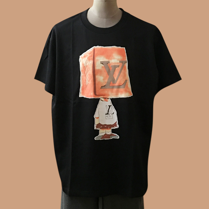 ルイヴィトン メンズ クルーネック ブラック 半袖Tシャツ -  Short sleeved 