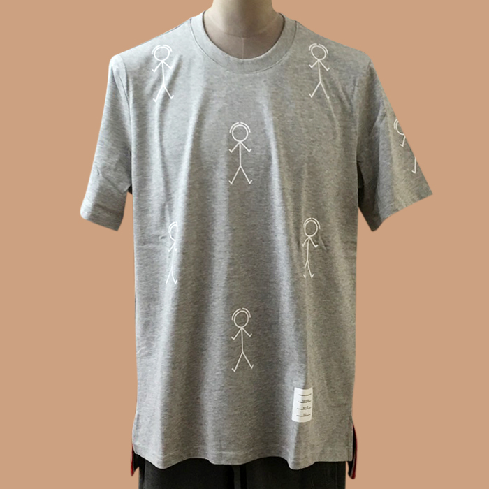トムブラウン メンズ クルーネック グレー 半袖Tシャツ - Gray 
