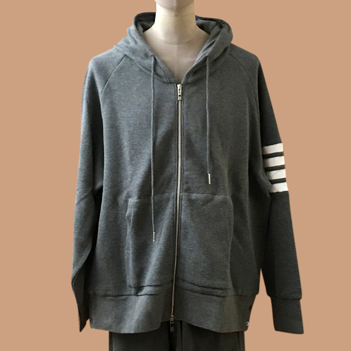 トムブラウン メンズ カジュアル グレー フーディーTシャツ - ThomBrowne Gray 