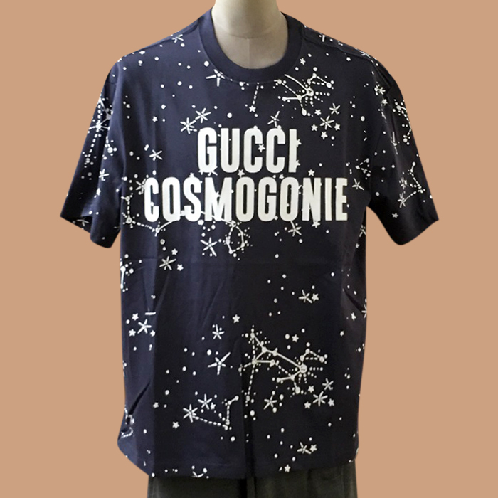 グッチ ユニセックス ブラック クルーネック 半袖Tシャツ -Short sleeved  - gu581x