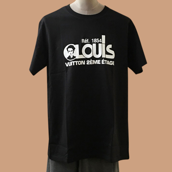 ルイヴィトン メンズ ブラック クルーネック 半袖Tシャツ -  Short sleeved T-shirts