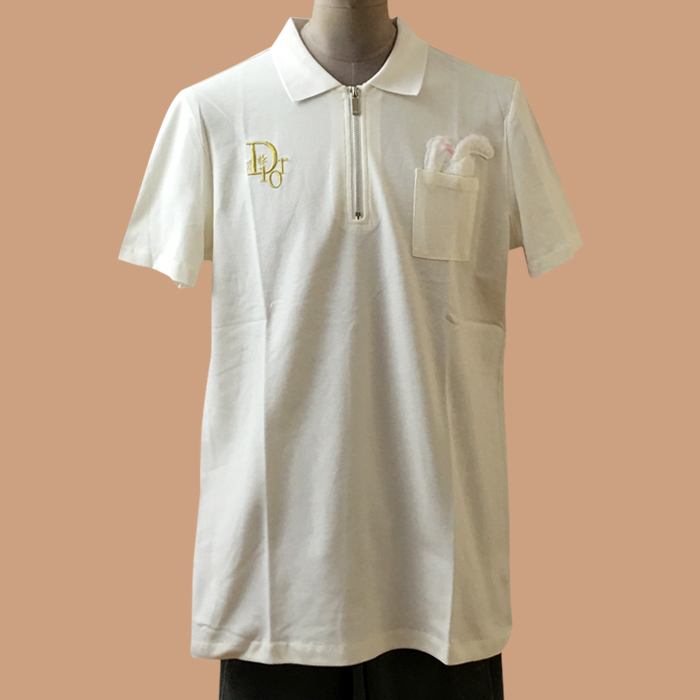 ディオール メンズ アイボリー ポロ 半袖Tシャツ -  Ivory Short sleeved  - di334x