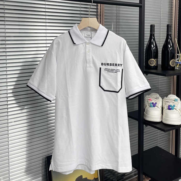 バーバリー メンズ ホワイト クルーネック 半袖Tシャツ - White Short bu213x