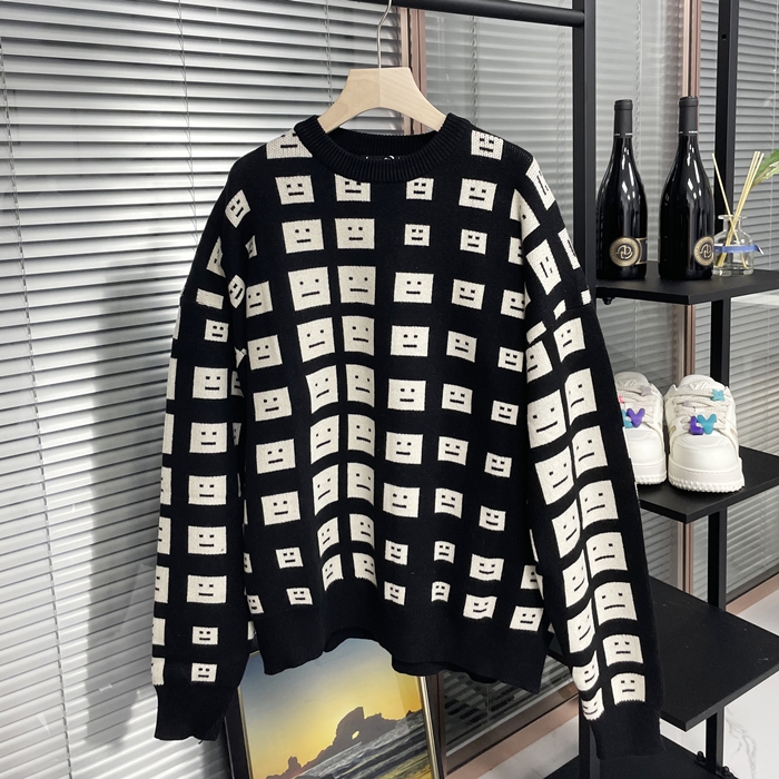 アクネ ユニセックス クルーネック ブラック ニット - AcneKnits - ace221x
