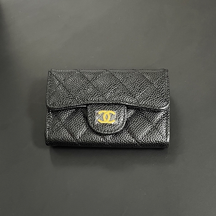 Small / Card Purse - シャネル2022 レディースレザー二つ折り財布 / カードパース ,CHAW0052,12cm.ブラック