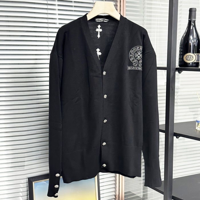  Cashmere  - クロムハーツメンズ Vネック カシミア カーディガン Chr0092x.Size(m - 2xl).ブラック