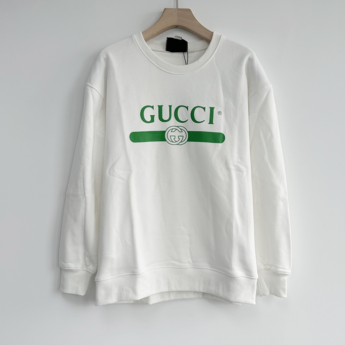   White - グッチユニセックス LOGO コットン クルーネック コットン 長袖Tシャツ Guc04006x Size(xs - l) ホワイト