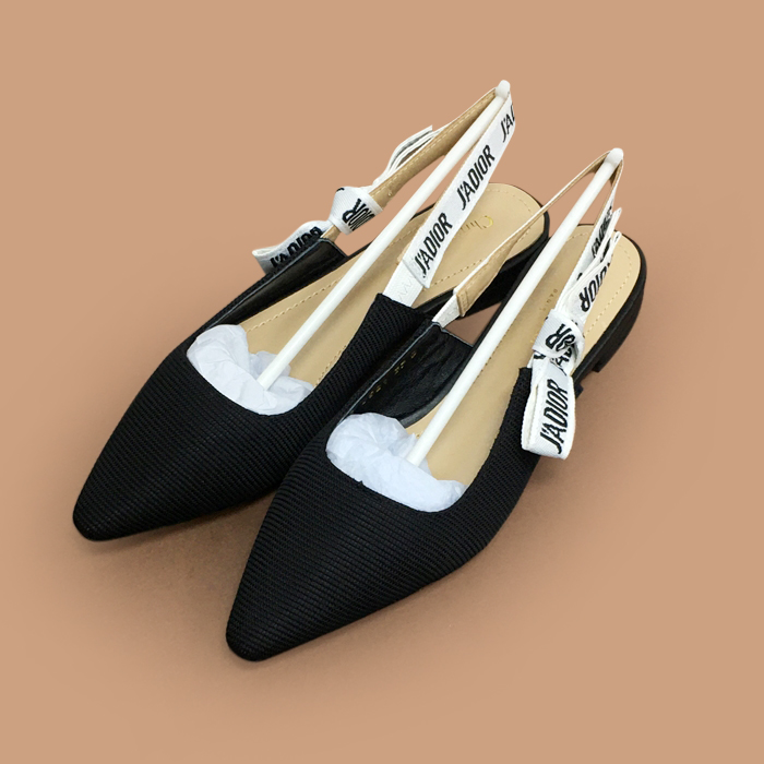   Suede Strassy Middle-heel Slingback - ディオール レディース スエード ストラス ミドルヒール スリングバック .ブラック