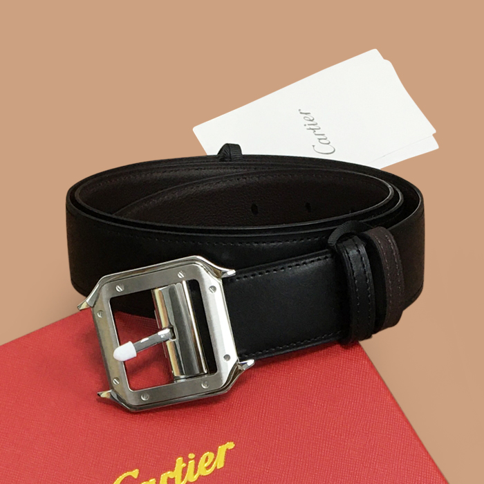   - カルティエ メンズレザーベルト CARBT0001.ブラック(シルバー)