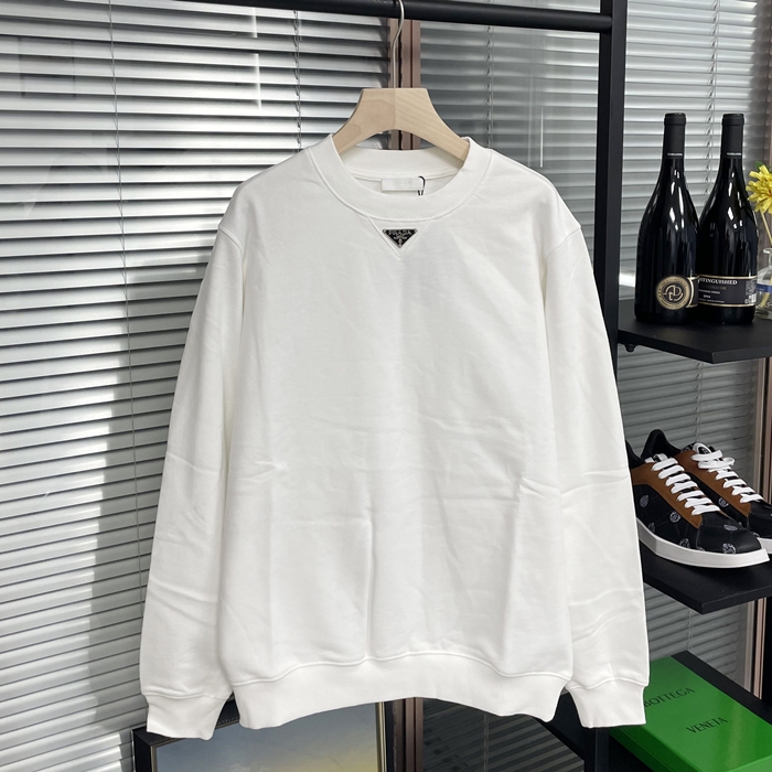 プラダ メンズ クルーネック ホワイト スウェット - White  - pr663x