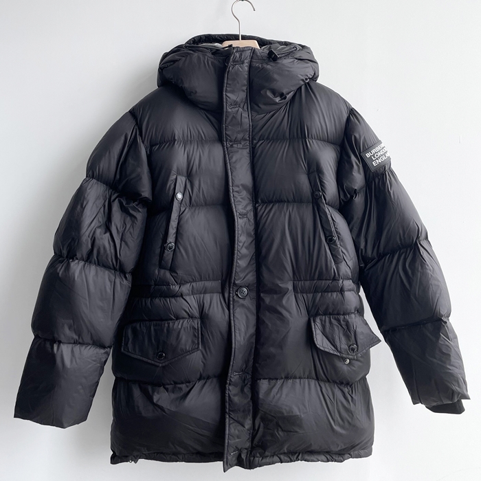 バーバリー メンズ ブラック グースダウン ロングパディング - Padding - bu31x