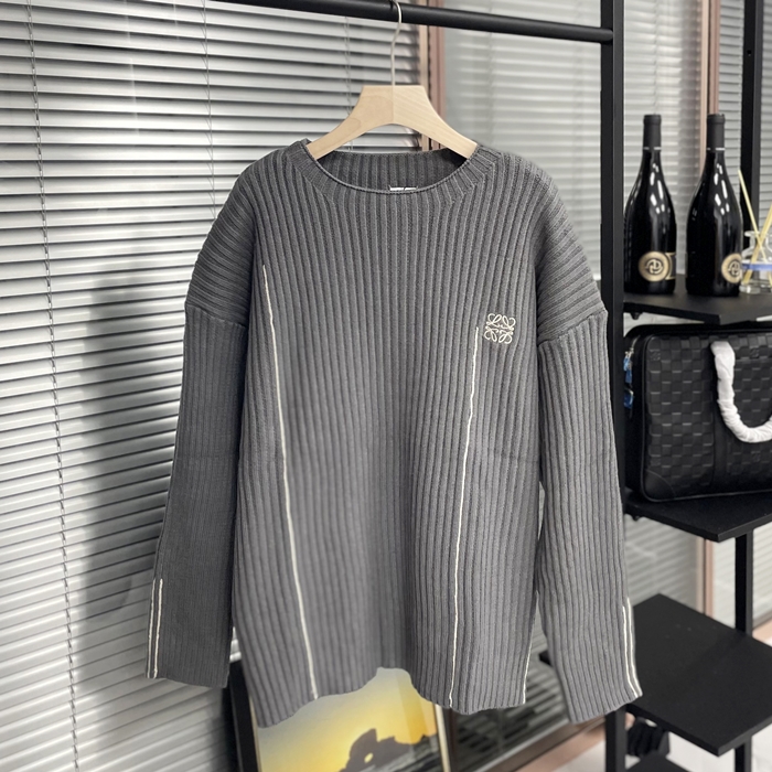 ロエベ メンズ グレー クルーネック セーター - Gray  - loe789x