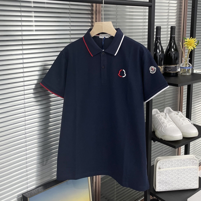 MonclerShort Sleeved Polo  - モンクレールメンズ LOGO コットン ポロ 半袖Tシャツ Moc01493x.Sizeネイビー