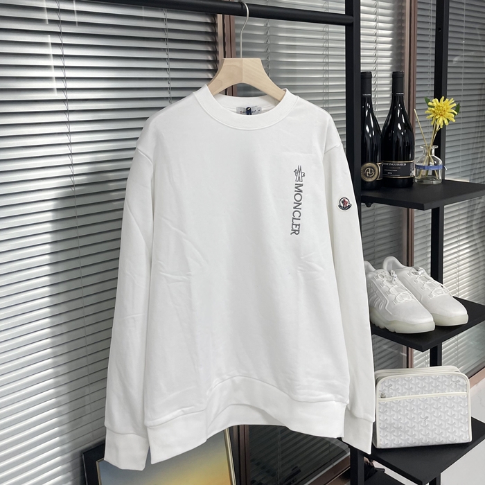 モンクレール メンズ ホワイト クルーネック 長袖Tシャツ - White  - moc02516x