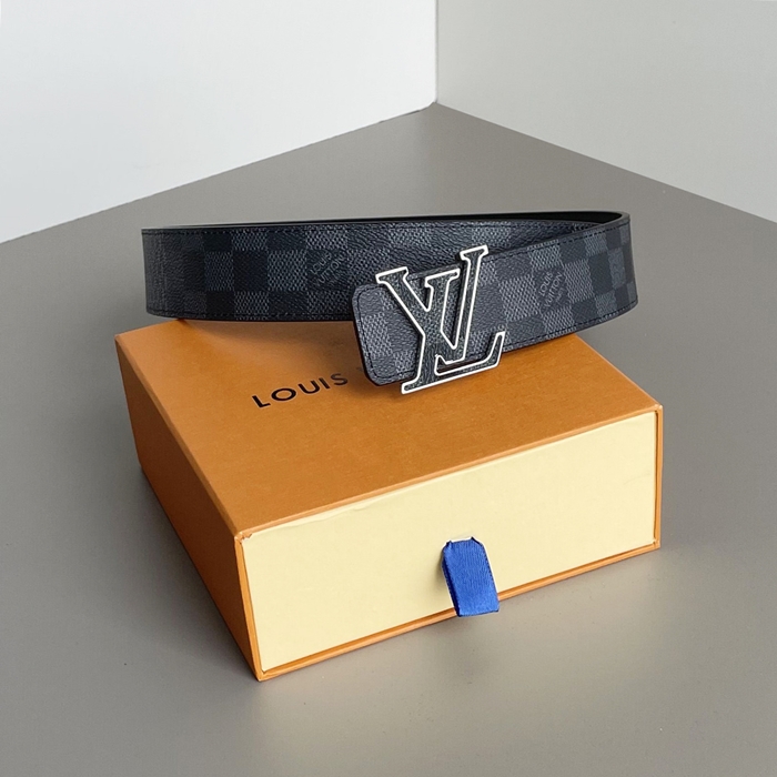   Belt,4.0cm,LOUBT0214 - ルイヴィトンメンズレザーベルト,4.0cm,ダークグレー