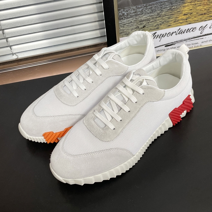 エルメス ユニセックス バウンシング メッシュ ホワイト/レッド/オレンジ スニーカー  - White  - he262x