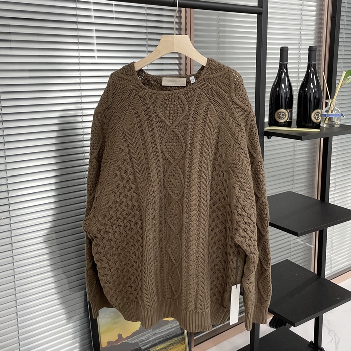 フィアオブゴッド メンズ クルーネック ブラウン ニット - Fear of god Brown Knits - fea450x