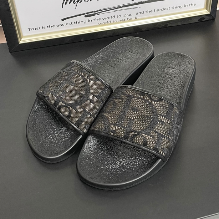  Slipper - ディオールメンズレザースリッパDIOS0348,ブラック