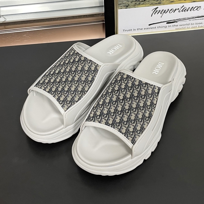 DIOR H-TOWN メンズ オブリーク ジャカード グレー スライド  -  Gray  - di669x