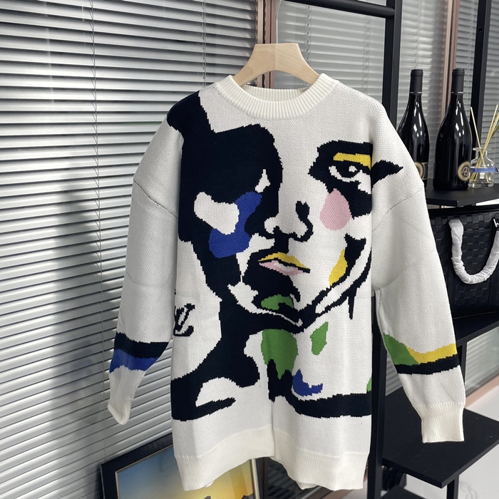 ルイヴィトン メンズ ホワイト クルーネック ニット -  White  - lv1731x