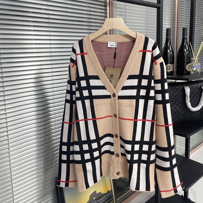 バーバリー メンズ ベージュ Vネック カーディガン -  - bu244x