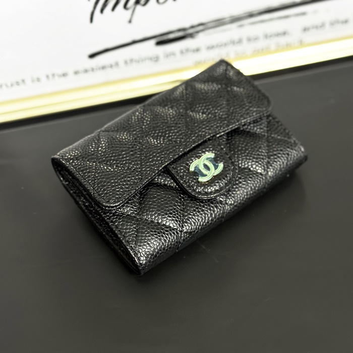 Small / Card Purse - シャネル2022 レディースレザー二つ折り財布 / カードパース ,CHAW0052,12cm.ブラック